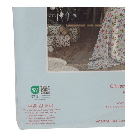CATH KIDSTON LONDON Christmas Holly Multi Twin Sheets Set 100% Cotton Percale - Picture 6 of 7